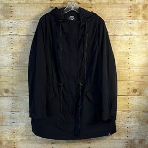 Torrid Happy Camper Black Zip Snap Active Anorak Hooded Jacket EUC Size 1X